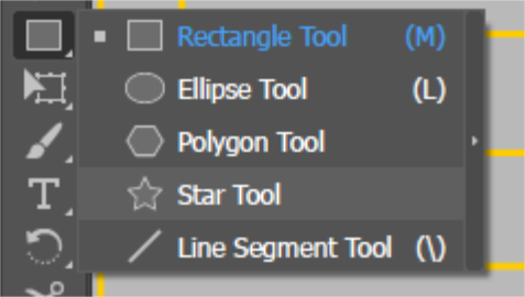 screen capture of options for the shapes tool
